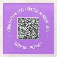 Your QR Code Scan Info Custom Text Glass Coaster