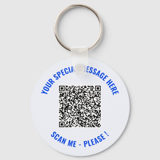 Your QR Code Scan Info Custom Text Keychain (Front)