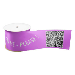 Your QR Code Scan Info Custom Text Purple Ribbon Satin Ribbon
