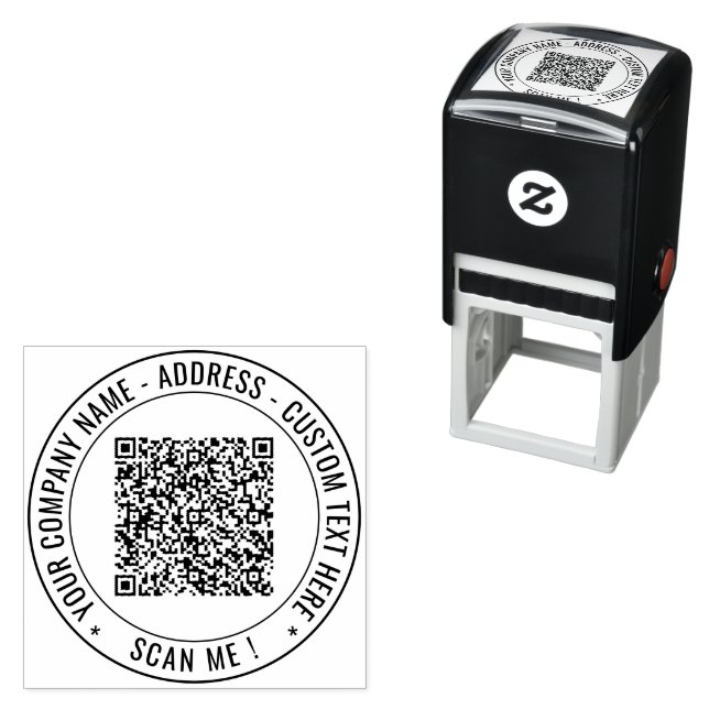 Your QR Code Scan Info Custom Text Round Stamp (In Situ)