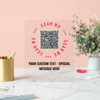 Your QR Code Scan Info Custom Text Table Tent Sign