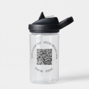 Your QR Code Scan Info Custom Text Water Bottle