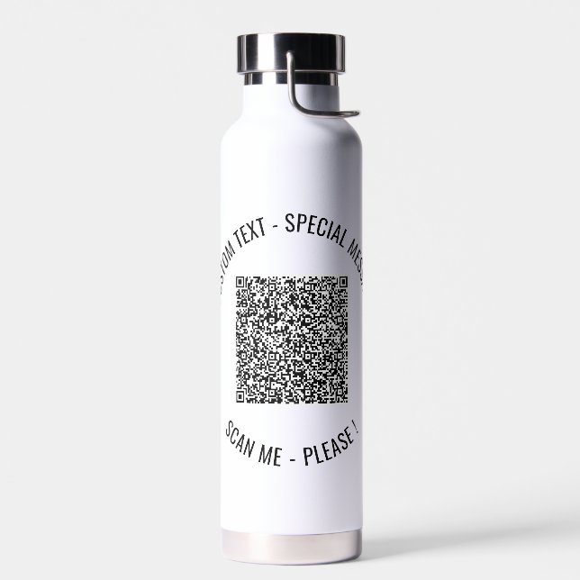 Your QR Code Scan Info Custom Text Water Bottle (Left)