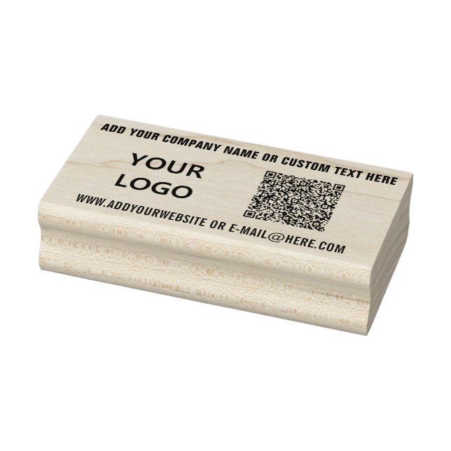Your QR Code Scan Info Logo and Text Rubber Stamp (Stamp)