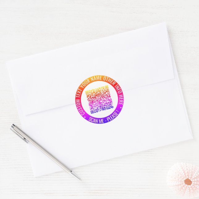 Your QR Code Scan Info Sticker with Custom Text (Envelope)