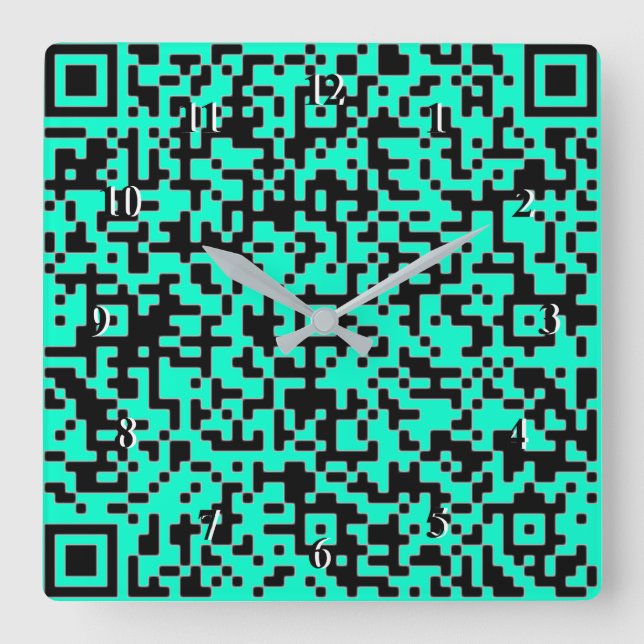 Your QR Code Scan Info Teal Clock - Custom Colours (Front)