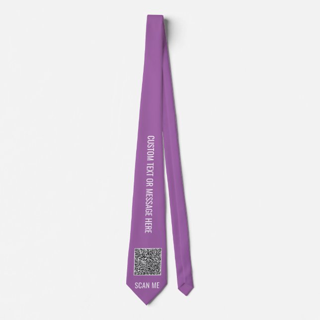 Your QR Code Scan Info Text and Colours Neck Tie (Front)