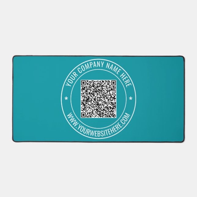 Your QR Code Scan Info Text and Custom Colours Desk Mat (Front)