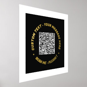 Your QR Code Scan Info Text Black Gold Foil Prints