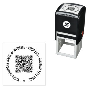 Your QR Code Text Round Self-inking Stamp Template