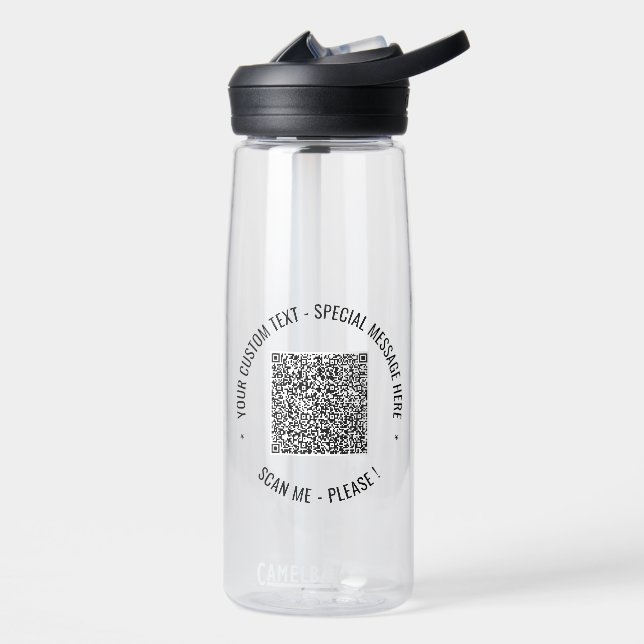 Your QR Code Water Bottle Example Personalise Text (Left)