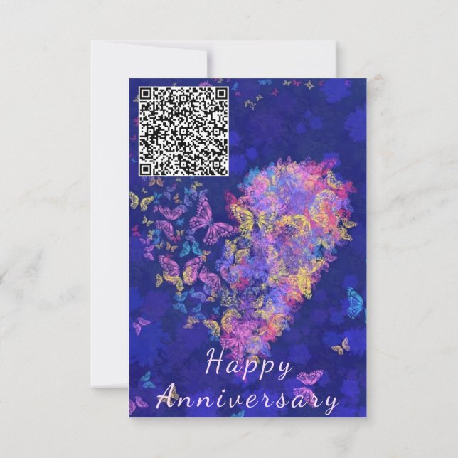 Your QR Code Wish Anniversary Card Butterfly Heart (Back)