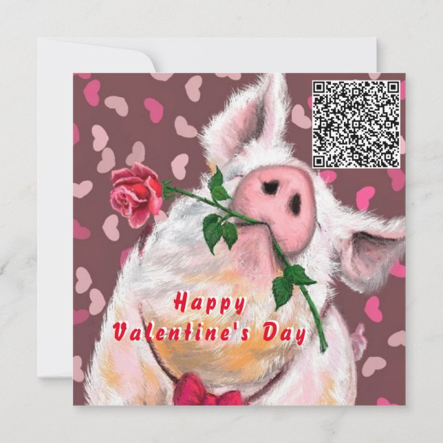 Your QR Code Wish Valentine's Day Card In Love Pig (Back)