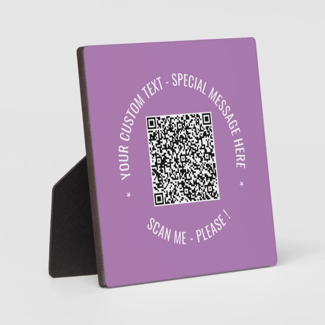 Your QR Code with Custom Text and Colors Plaque (Front)