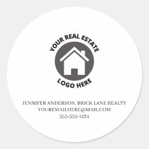 Your Real Estate Logo Here Contact Info Classic Round Sticker