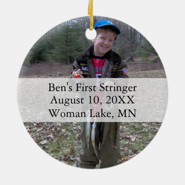 Your Record Fish Photo Ceramic Tree Decoration (Back)