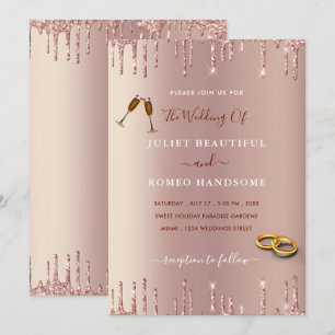 Your Rose Gold Sparkly Wedding Invitations Example
