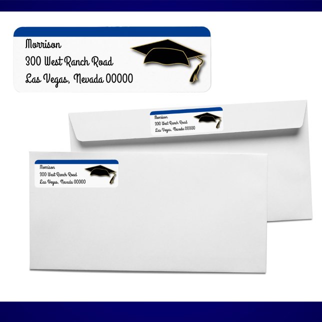 Your School Colour Graduation Cap Monogram Blue (Creator Uploaded)