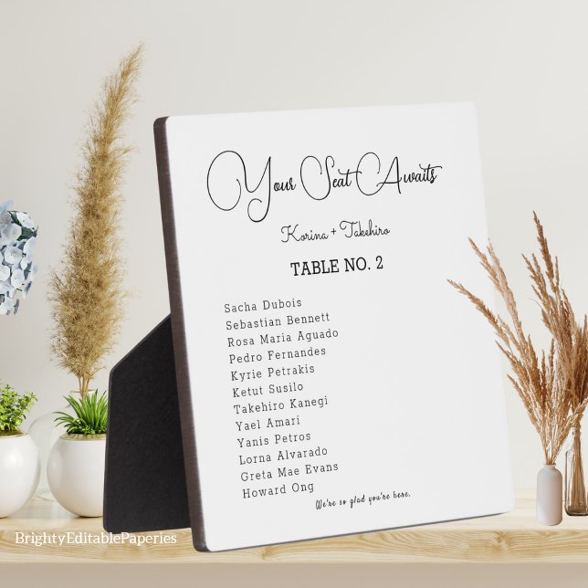 Your Seat Await Wedding Tabletop Plaque with Easel (Creator Uploaded)