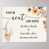 Your Seat Awaits Wedding Reception Fall Wildflower