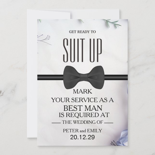 Your Service as a Best Man Invitation (Front)