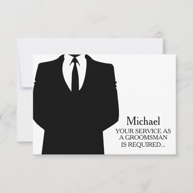 Your Service As A Groomsman Required Personalised Invitation (Front)