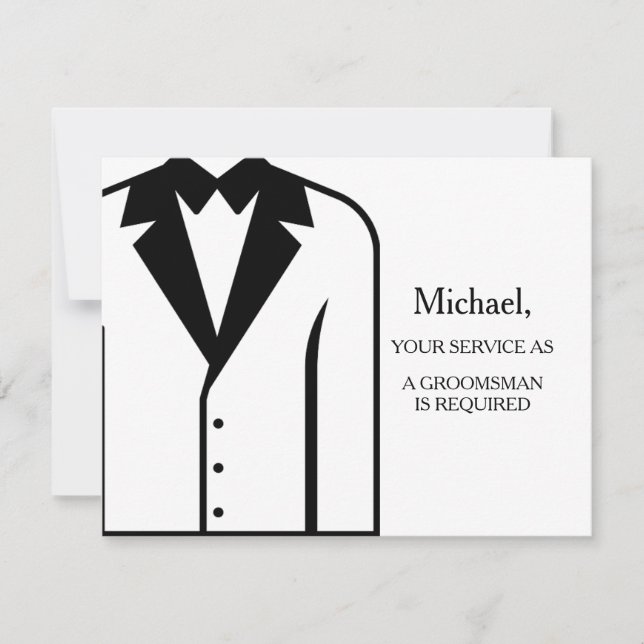Your Service As A Groomsman Required Personalised Invitation (Front)