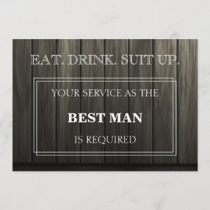 Your Service As The Best Man Is Required Wooden Invitation