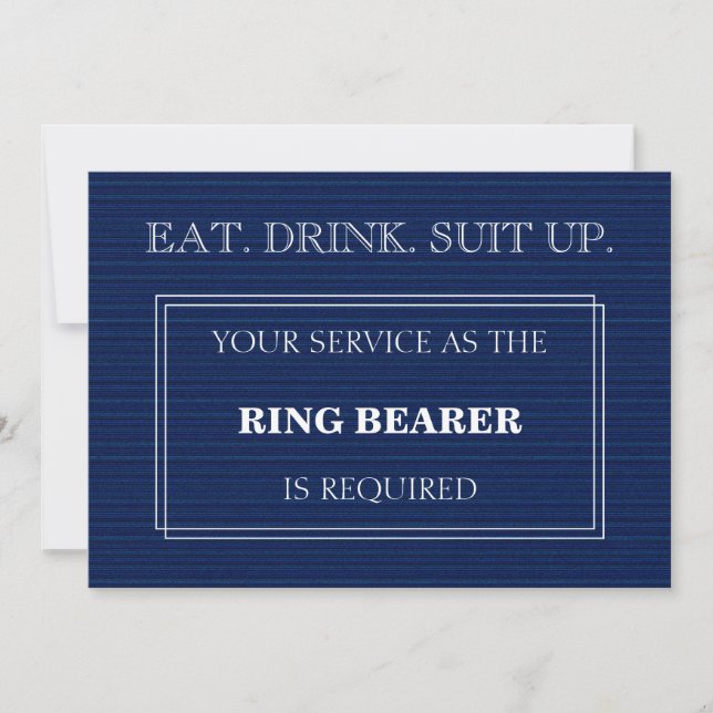 Your Service As The RING BEARER Is Required Blue Invitation (Front)