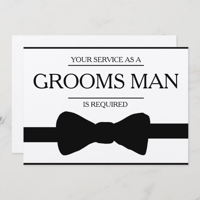 Your Service Is Requested as Best Man Groomsman Invitation (Front/Back)