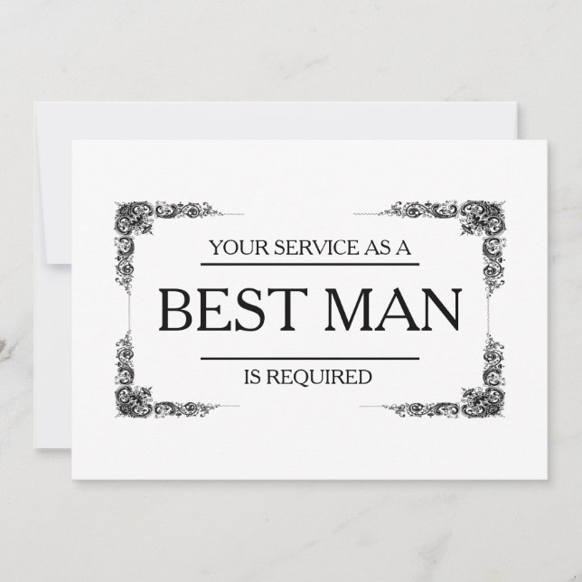 Your Service Is Requested as Best Man Groomsman Invitation (Front)