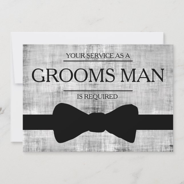 Your Service Is Requested as Bestman Marble back Invitation (Front)