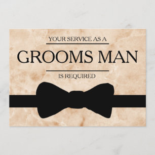 Your Service Is Requested as Bestman Marble back Invitation