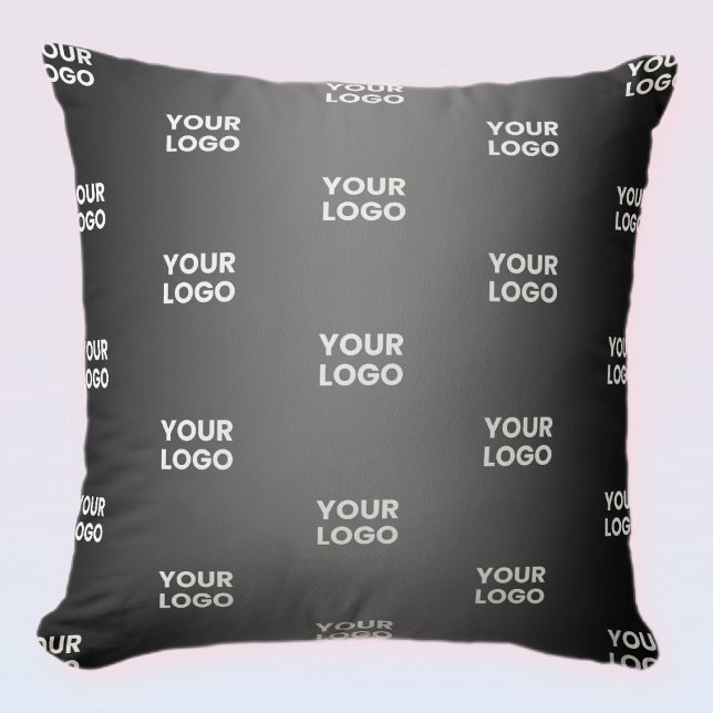 Your Simple Repeating Logo | Black & Grey Gradient Cushion (Creator Uploaded)