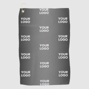 Your Simple Repeating Logo Black & Grey Gradient Golf Towel