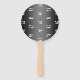Your Simple Repeating Logo Black & Grey Gradient Hand Fan