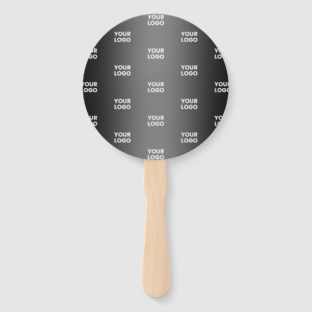 Your Simple Repeating Logo | Black & Grey Gradient Hand Fan (Front)