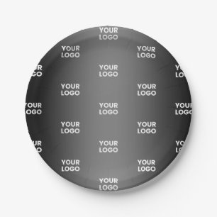 Your Simple Repeating Logo   Black & Grey Gradient Paper Plate
