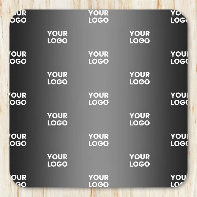 Your Simple Repeating Logo | Black & Grey Gradient Square Paper Coaster (Creator Uploaded)