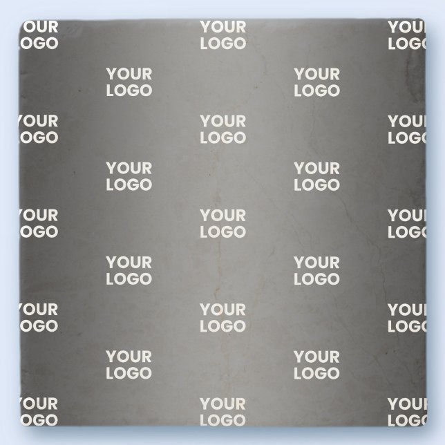 Your Simple Repeating Logo | Black & Grey Gradient Stone Coaster (Creator Uploaded)