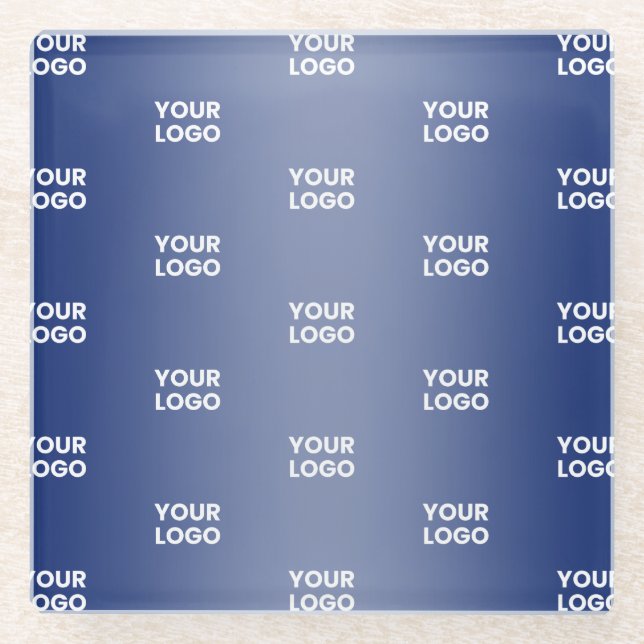 Your Simple Repeating Logo | Blue Gradient Glass Coaster (Front)