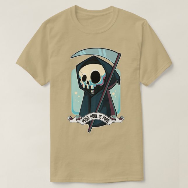 Your Soul Is Mine Kawaii Reaper Death Halloween Sk T-Shirt (Design Front)