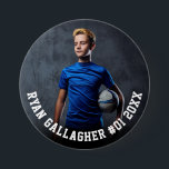 Your Sports Photo | Personalised Team Photo Button<br><div class="desc">Custom pin button featuring your sports photo with personalised name, player number, and team name, school, city, year, or message in bold collegiate typography. Suitable for any photo, colour, all ages, any sport. Test it out to see how it looks! To make further edits, enter the design tool, if needed....</div>