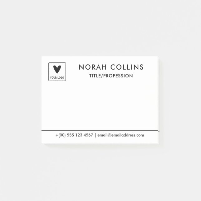 Your Square Logo Small Business Name Title Phone Post-it Notes (Front)