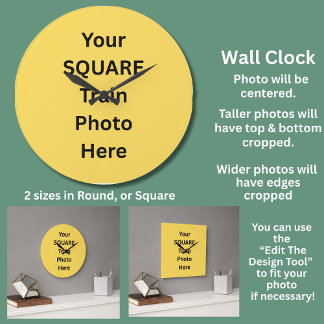 Your Square Train Photo Large Clock