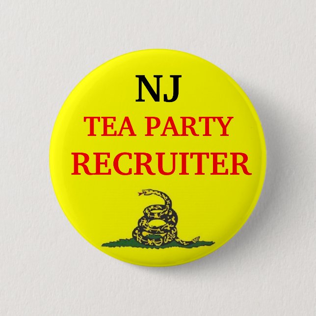 Your State TEA PARTY RECRUITER 6 Cm Round Badge (Front)