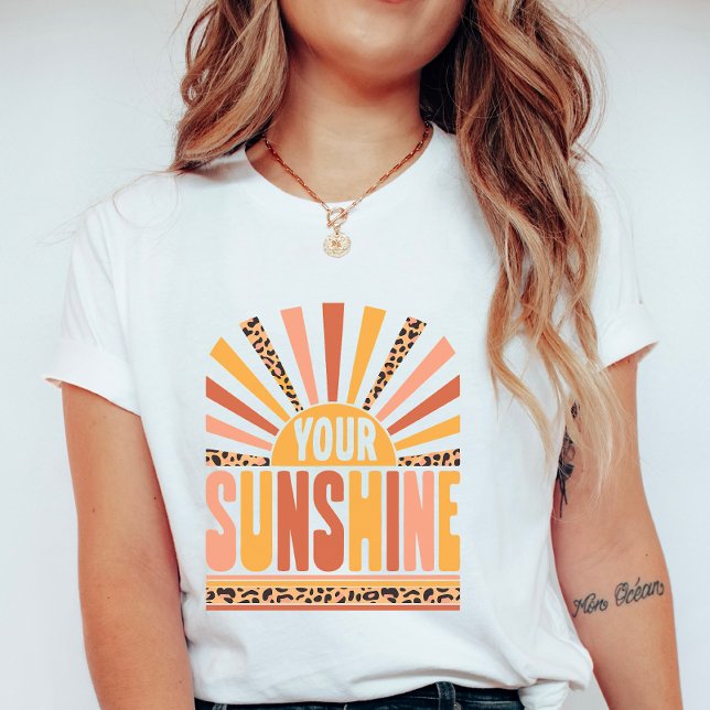Your Sunshine Sunburst; Retro Leopard Summer  T-Shirt (Creator Uploaded)