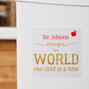 Your teacher name gold typography script quote magnet