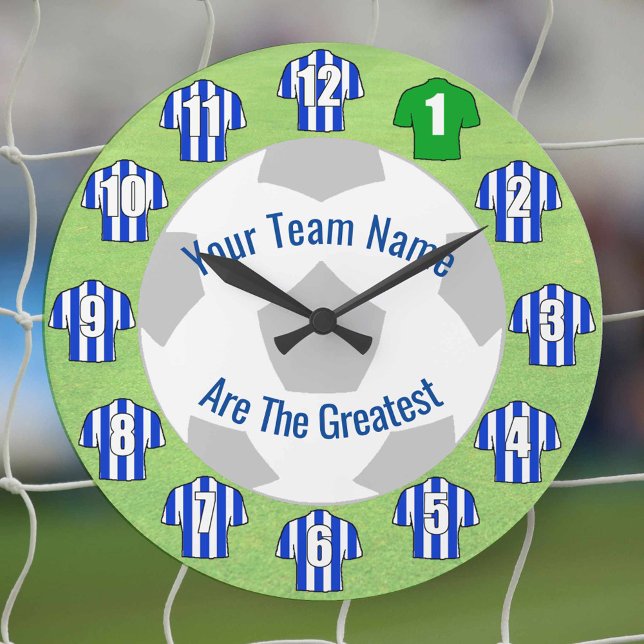 Your Team Name Football Clock - Blue Shirts (Creator Uploaded)