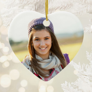 Your Teen Two-Sided Heart Photo Ceramic Tree Decoration